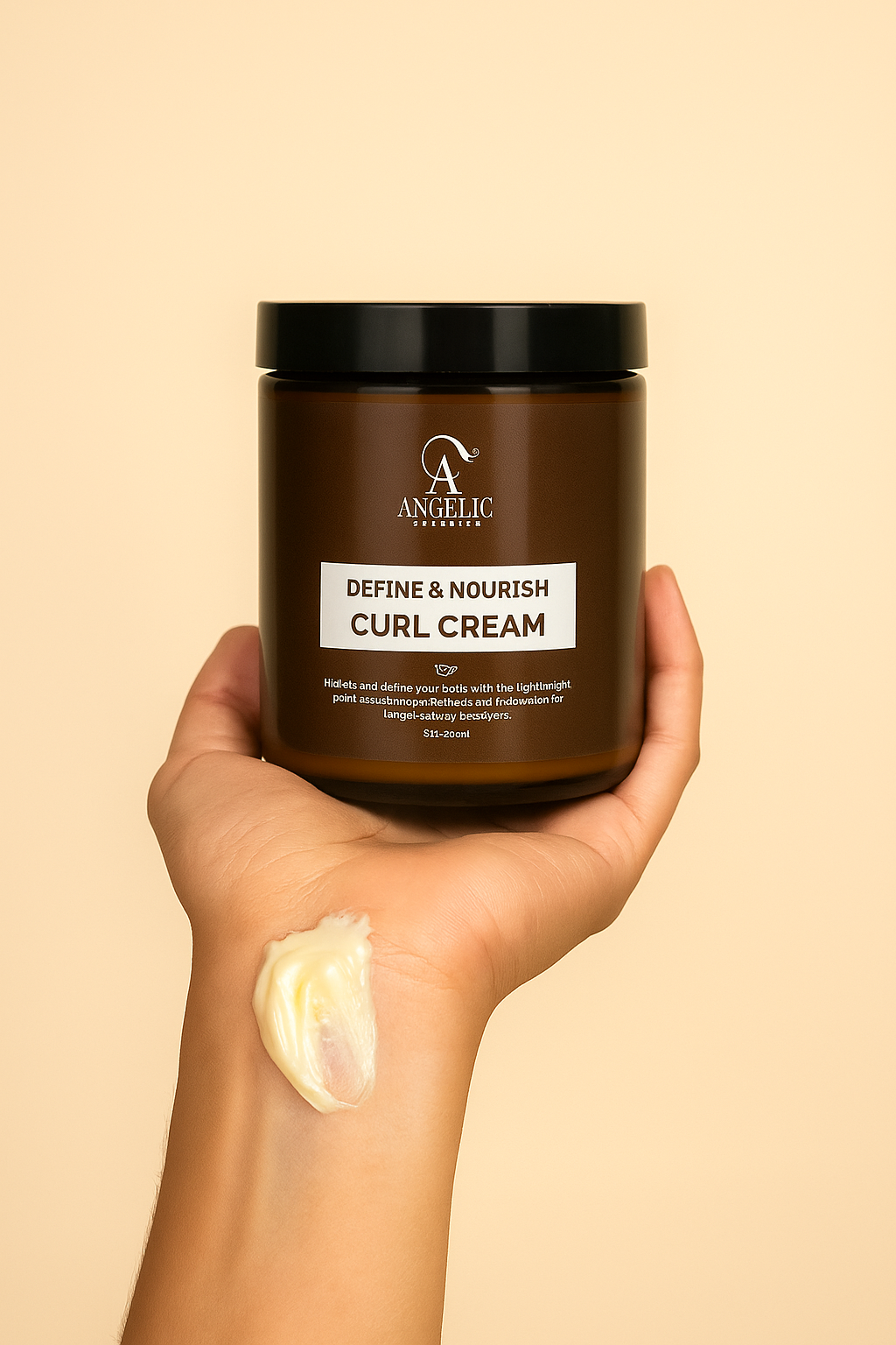 Angelic Organics plant-based repair leave-in conditioner in amber glass jar